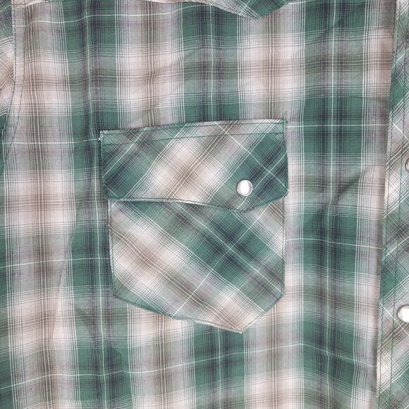 Wrangler Wrancher Womens Size 2X Green Plaid Pearl Snap Western LS Shirt - Picture 4 of 7